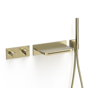 Kit robinet thermostatique encastré 2 voies pour baignoire et douche B-system Cava doré  - TRES 30725207CA 