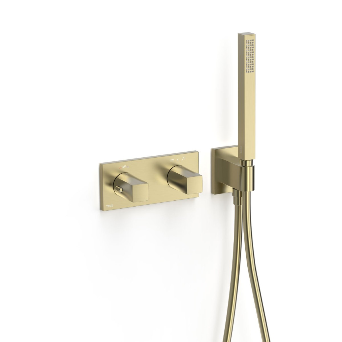 Robinet thermostatique encastré à 2 voies B-system Cava doré  - TRES 30725201CA 