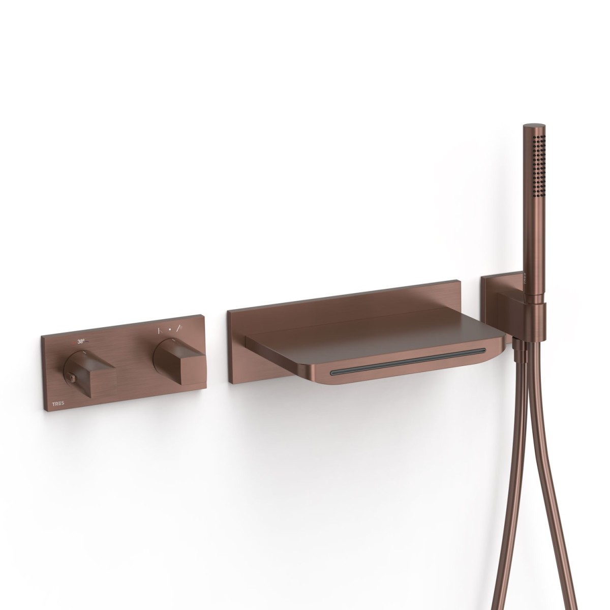 Kit robinet thermostatique encastré 2 voies pour baignoire et douche B-system Volcanic - TRES 30725207VO 