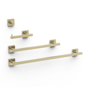 Ensemble de 2 Porte-serviettes, 1 Dérouleur WC, 1 Patère Porte-serviettes Cava doré  - TRES 09598101CA 