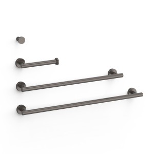 Ensemble de 2 Porte-serviettes, 1 Dérouleur WC, 1 Patère Porte-serviettes Graphite  - TRES 09598102GR 