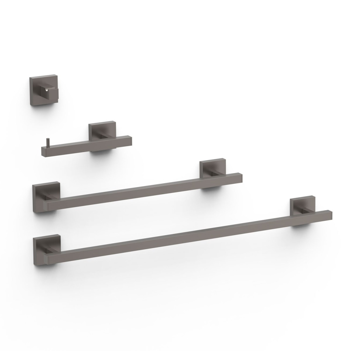 Ensemble de 2 Porte-serviettes, 1 Dérouleur WC, 1 Patère Porte-serviettes Graphite  - TRES 09598101GR 