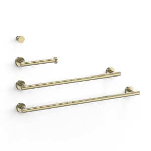 Ensemble de 2 Porte-serviettes, 1 Dérouleur WC, 1 Patère Porte-serviettes Cava doré  - TRES 09598102CA 