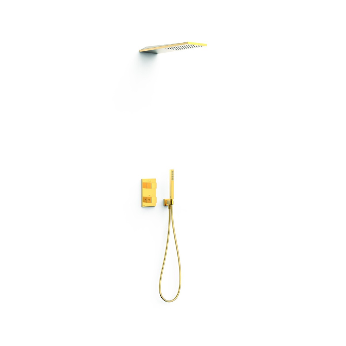 Kit robinet thermostatique encastré 2 voies pour douche Therm-box Or 24K - TRES 20235055OR 