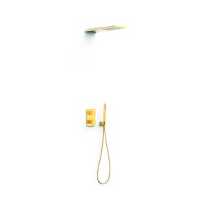 Kit robinet thermostatique encastré 2 voies pour douche Therm-box Or 24K - TRES 20235055OR 