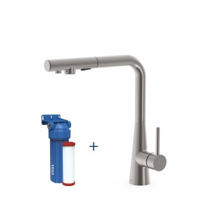 Mitigeur de cuisine à 2 voies avec bec extractible Acier inoxydable - TRES 23045404 