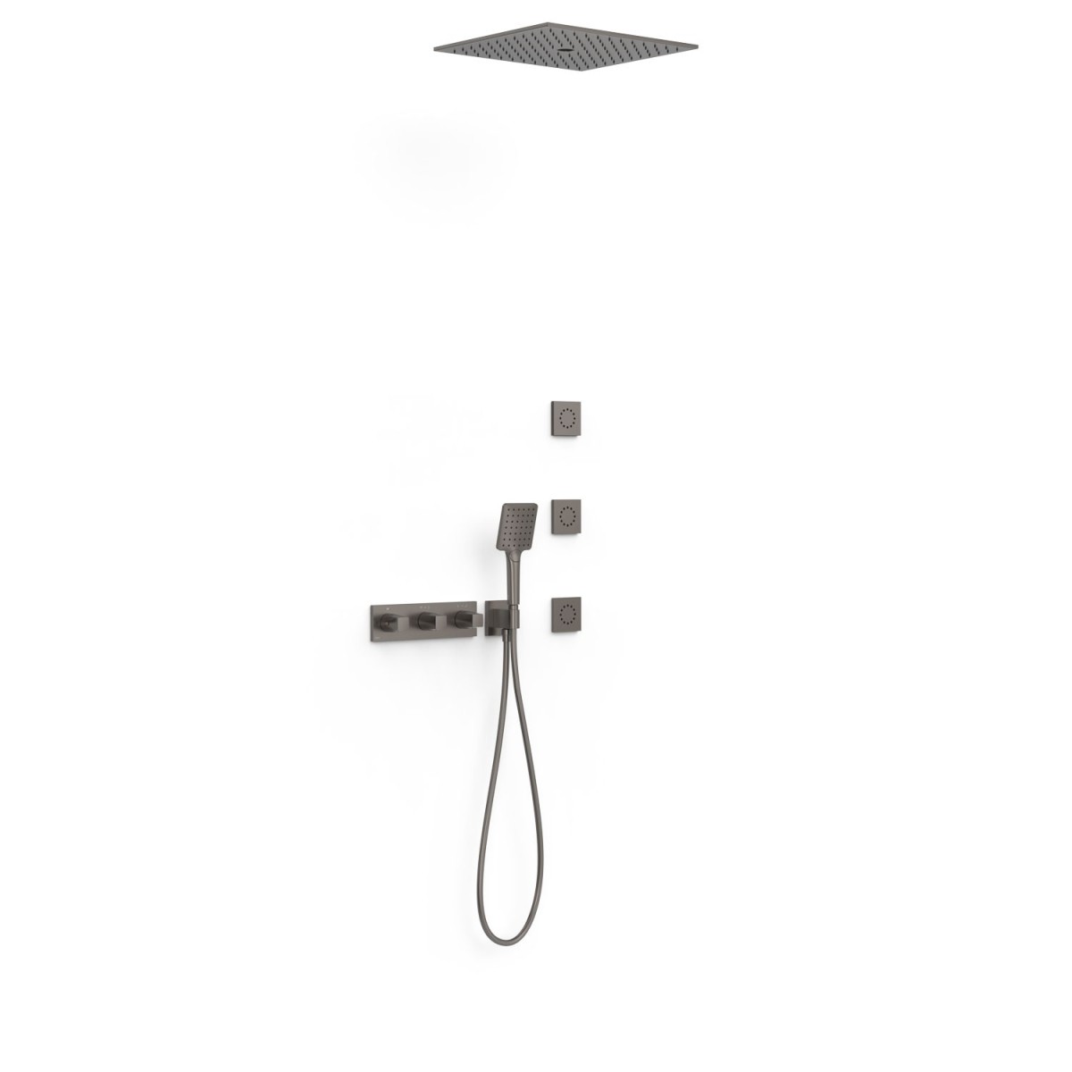 Kit robinet thermostatique encastré 4 voies pour douche B-system Graphite  - TRES 30725406GR 