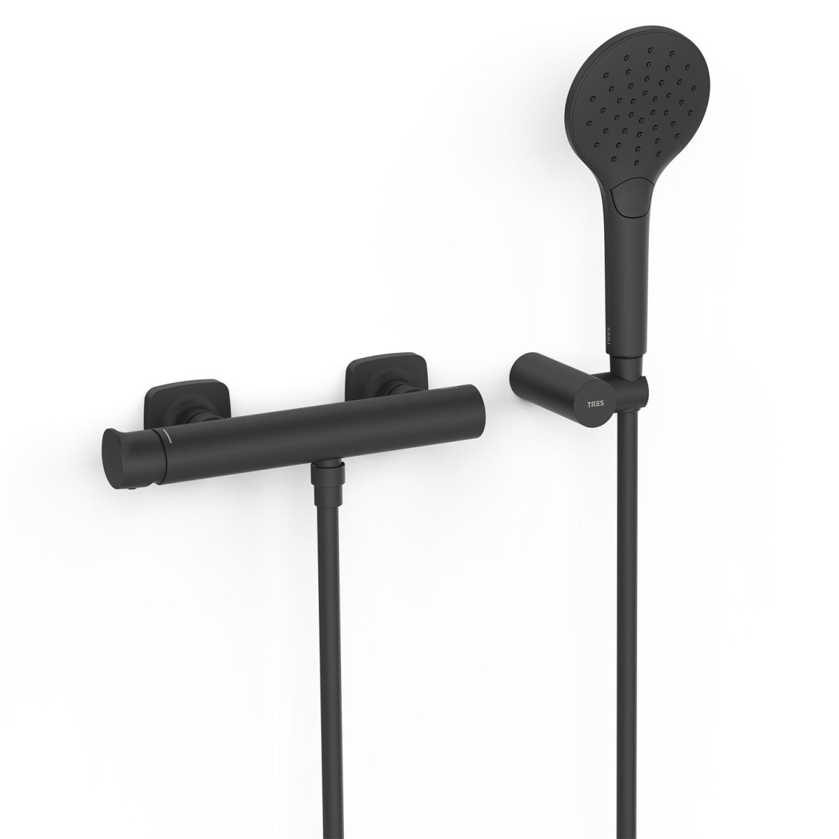 Mitigeur mural pour douche Loft Noir mat - TRES 22216701NM 