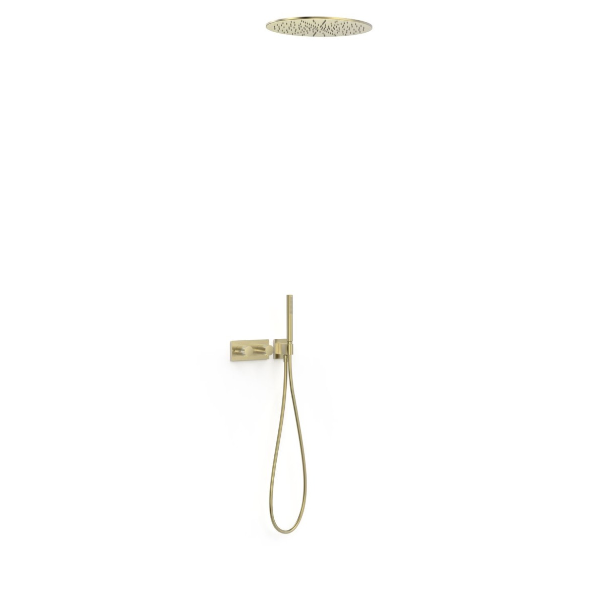 Kit robinet thermostatique encastré 2 voies pour douche B-system Cava doré  - TRES 30735206CA 