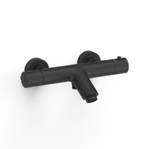 Robinet thermostatique mural pour baignoire et douche Noir mat - TRES 21617401NM 