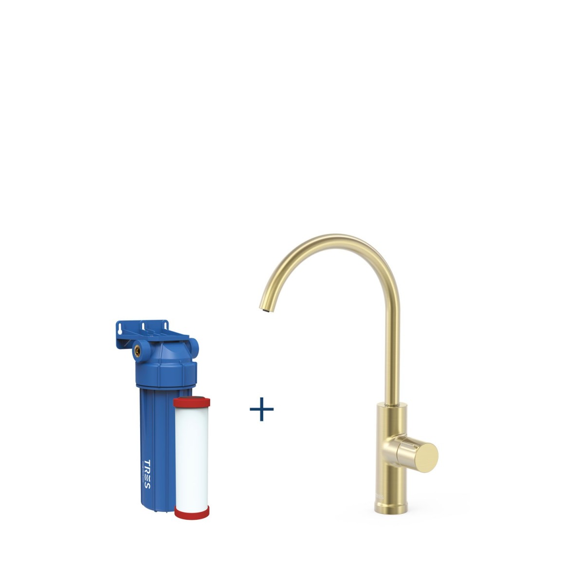 Robinet de cuisine à une voie pour eau filtrée Cava doré  - TRES 23050401CA 