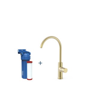 Robinet de cuisine à une voie pour eau filtrée Cava doré  - TRES 23050401CA 