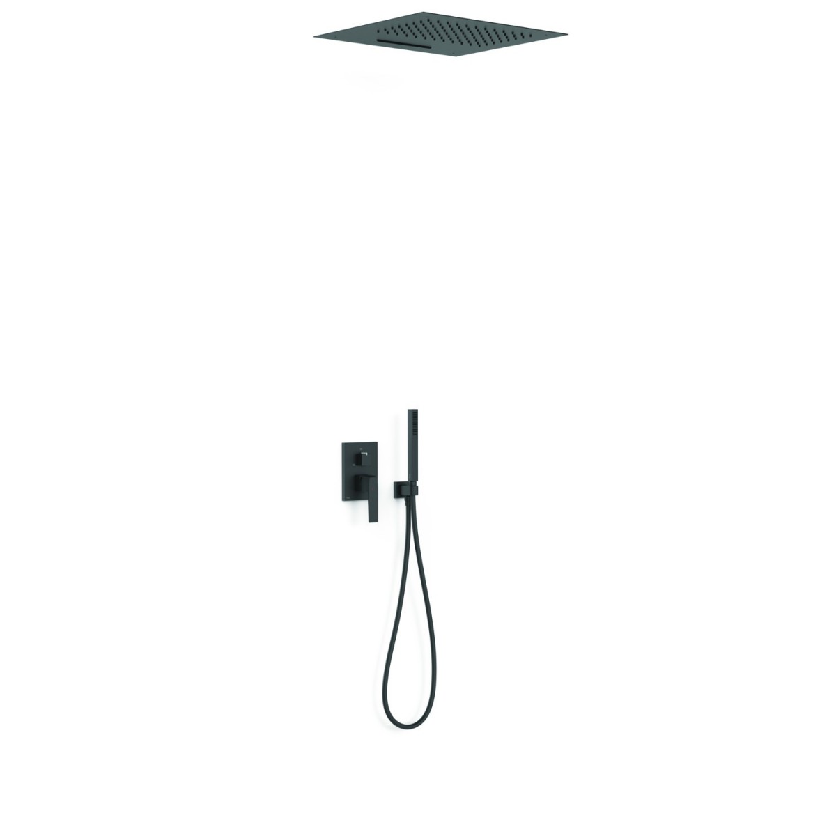 Kit mitigeur encastré 3 voies Rapid‑box pour douche Slim Noir mat - TRES 20237302NM 