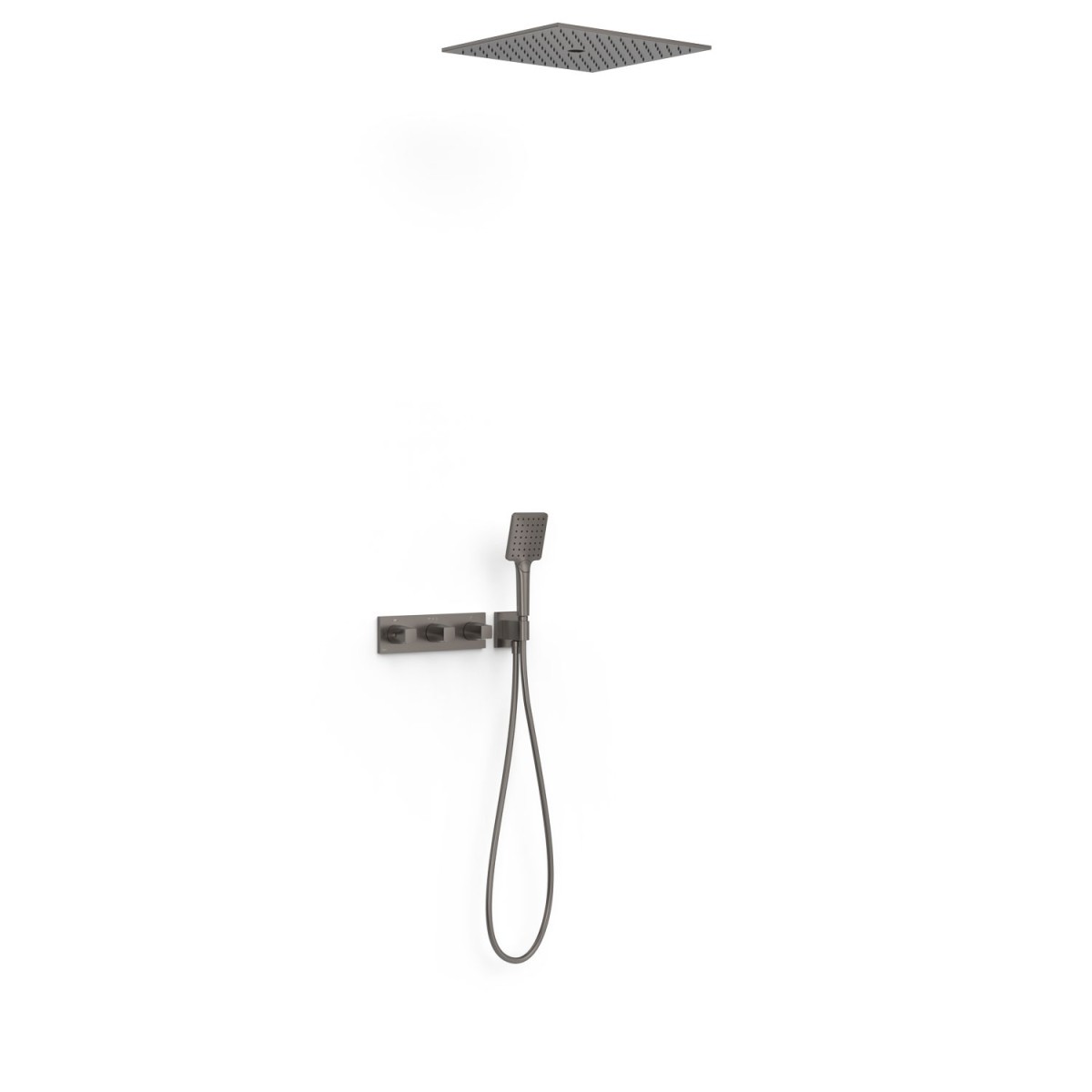 Kit robinet thermostatique encastré 3 voies pour douche B-system Graphite  - TRES 30725306GR 