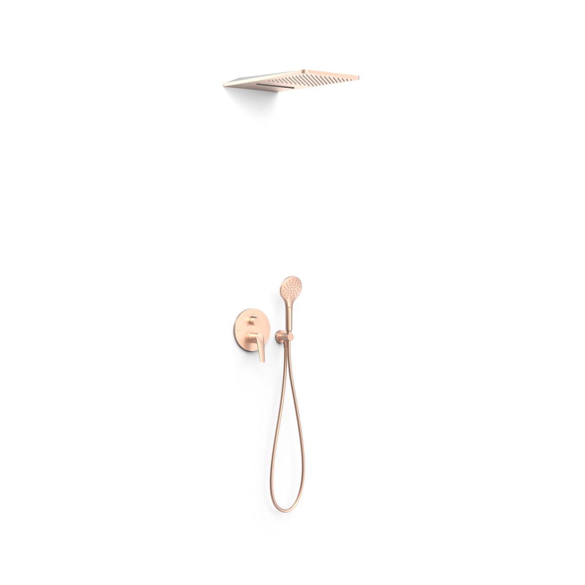 Kit mitigeur encastré 3 voies Rapid‑box pour douche Fuji Or Rose Mat 24K - TRES 28137301OPM 