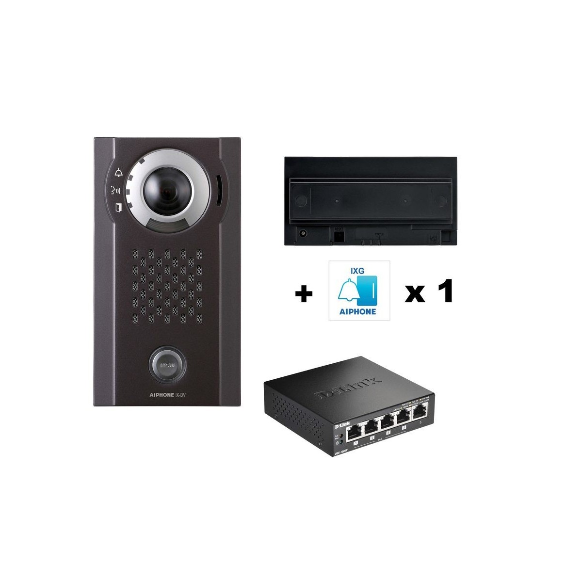 Pack IP saillie, 1 licence smartphone & switch PoE inclus, MSIPTELIPBX à prévoir - AIPHONE PIXSMART 