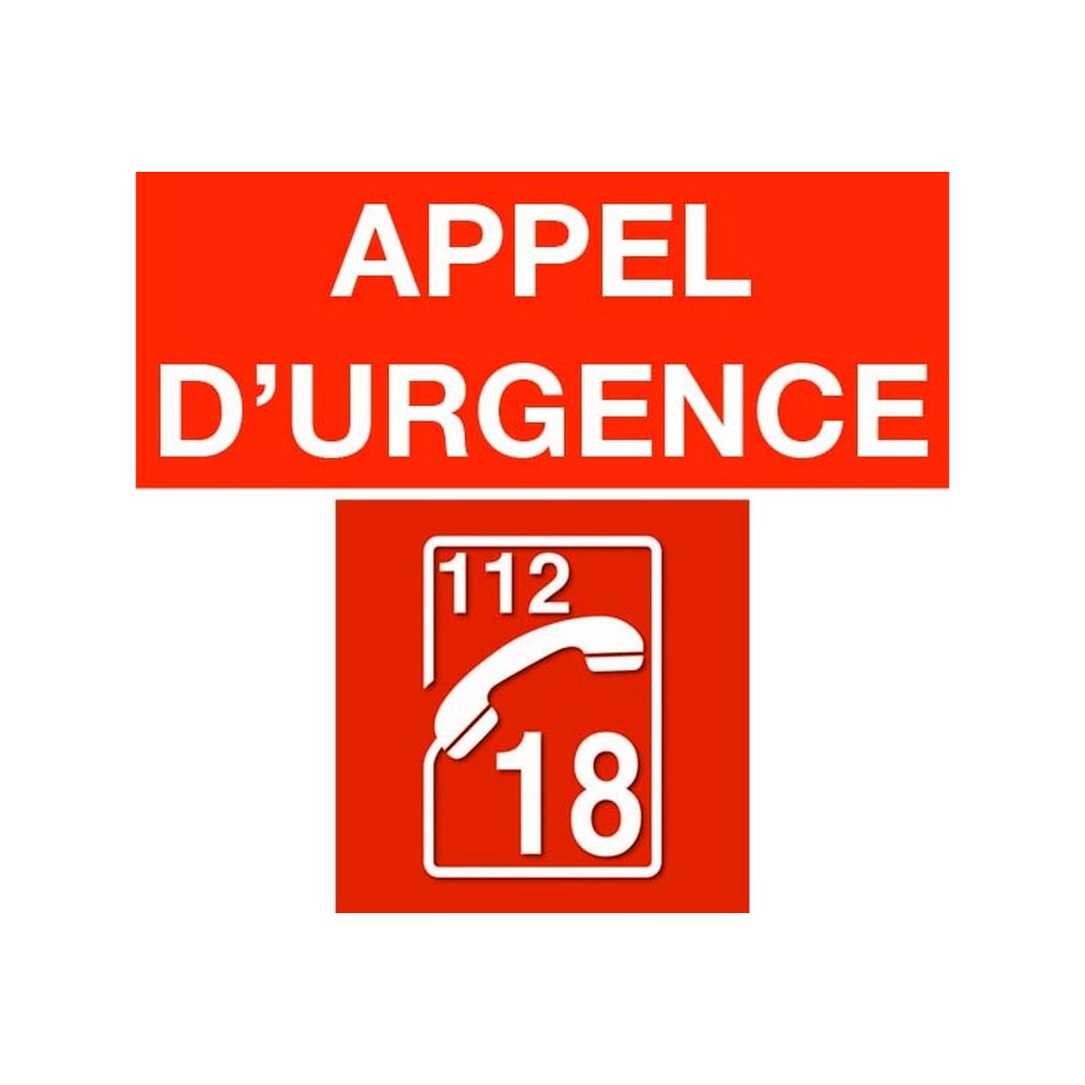 Jeu de 2 stickers (APPEL D'URGENCE & 112/18 sur fond rouge) pour IXDVFLBPR - AIPHONE STICKER-SDIS 