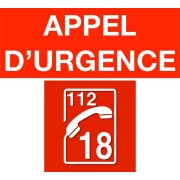 Jeu de 2 stickers (APPEL D'URGENCE & 112/18 sur fond rouge) pour IXDVFLBPR - AIPHONE STICKER-SDIS 