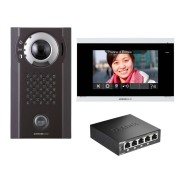 Pack IP saillie, moniteur avec boucle magnétique, programmé & switch PoE inclus - AIPHONE PIXSV 