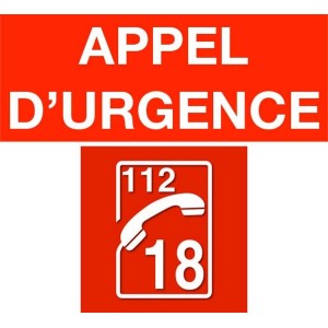 Jeu de 2 stickers (APPEL D'URGENCE & 112/18 sur fond rouge) pour IXDVFLBPR - AIPHONE STICKER-SDIS 