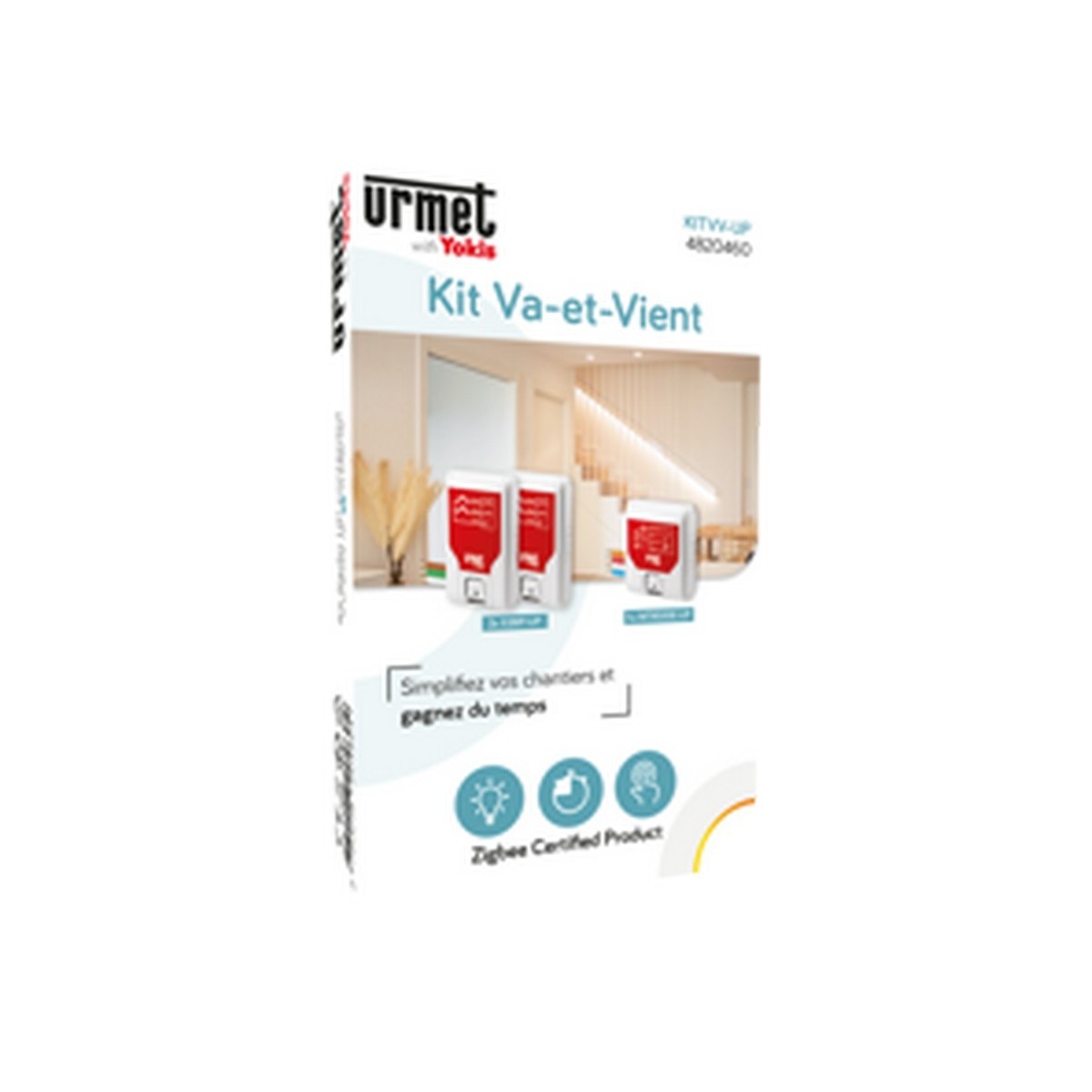 Kit Simple Allumage Radio Zigbee : 1 récepteur & 1 émetteur encastré programmé - URMET KITSA-UP 