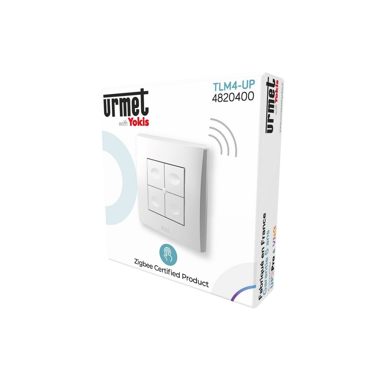 Télécommande murale extra plate 4 touches Radio Zigbee - URMET TLM4-UP 