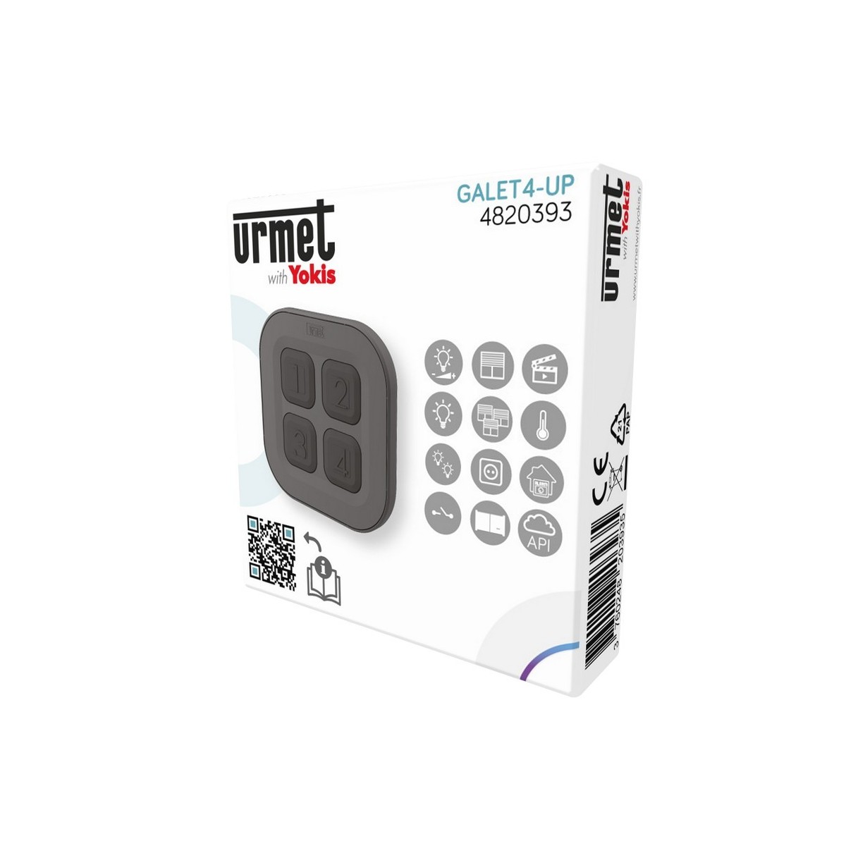 Télécommande galet 4 touches à poser Radio Zigbee - URMET GALET4-UP 