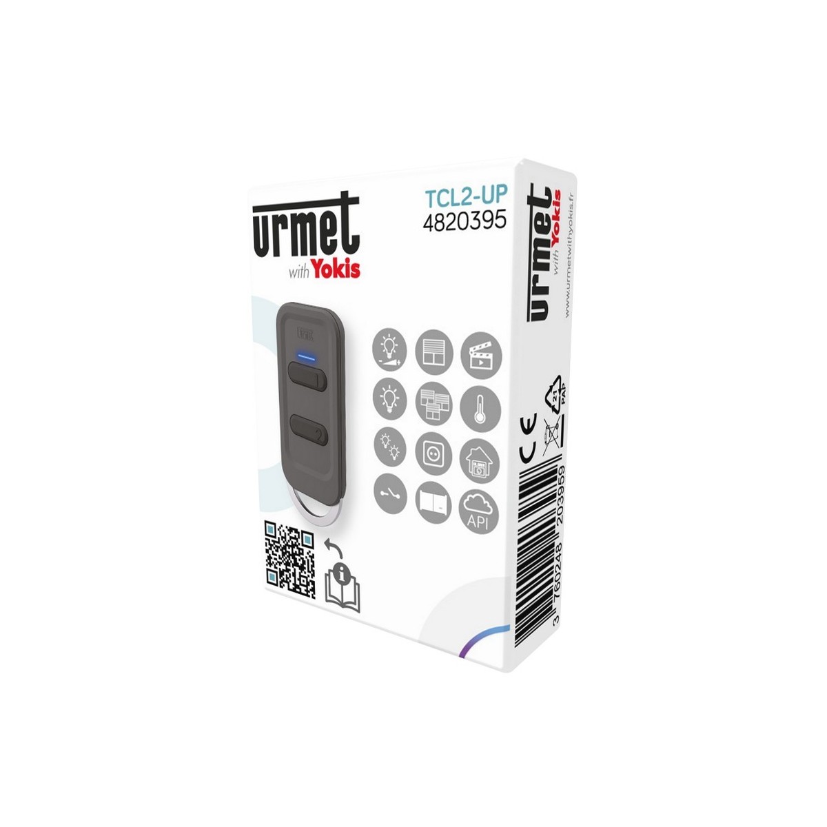 Télécommande porte clé 2 touches Radio Zigbee - URMET TLC2-UP 