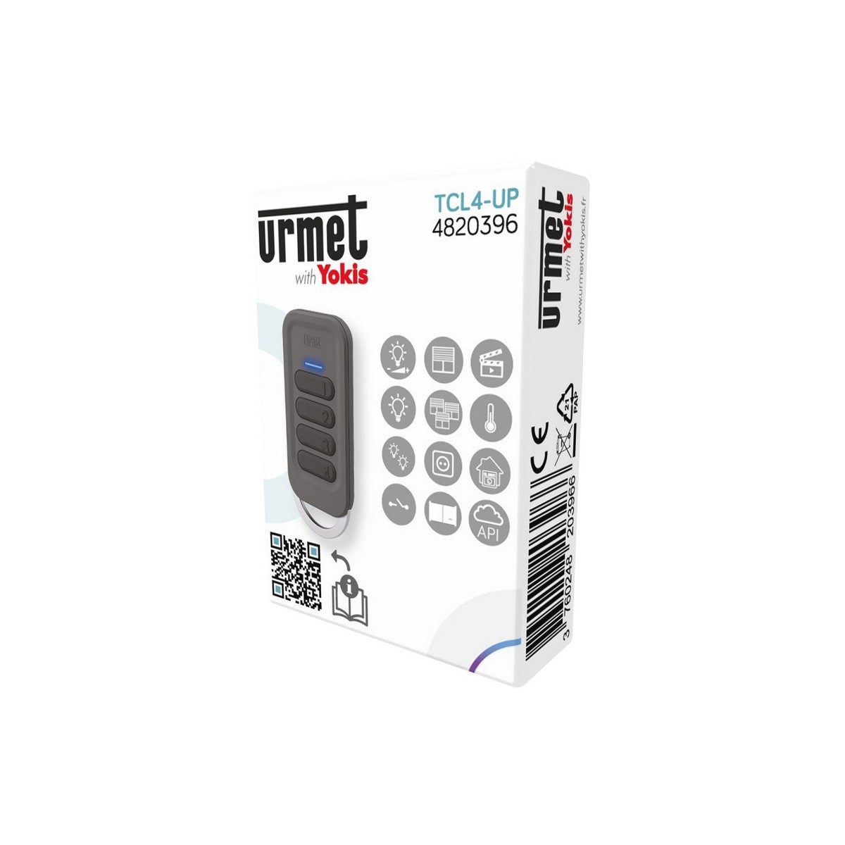 Télécommande porte clé 4 touches Radio Zigbee - URMET TLC4-UP 