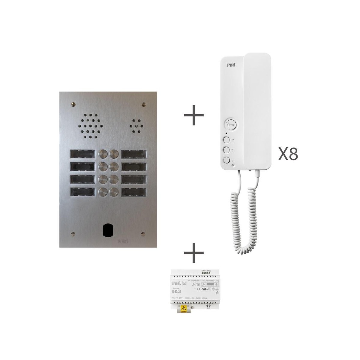 Kit audio 2r 8bp 2 voice programmé - URMET KA83/208 