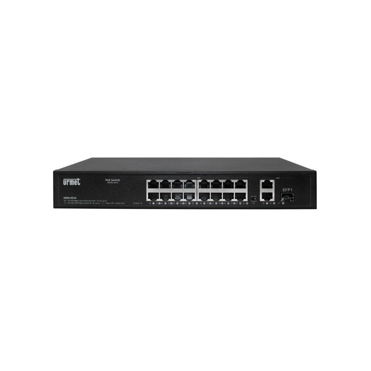 Switch POE+ 16 ports avec 2 ports RJ45 UPLINK - URMET 3000/403A 