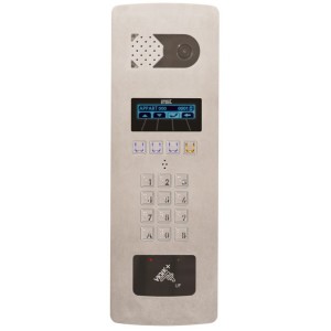 Platine vidéo défilement 2VOICE 2 lignes Lecteur plat Vigik+ Inox Poteau tech - URMET D83/ILPP/PT 