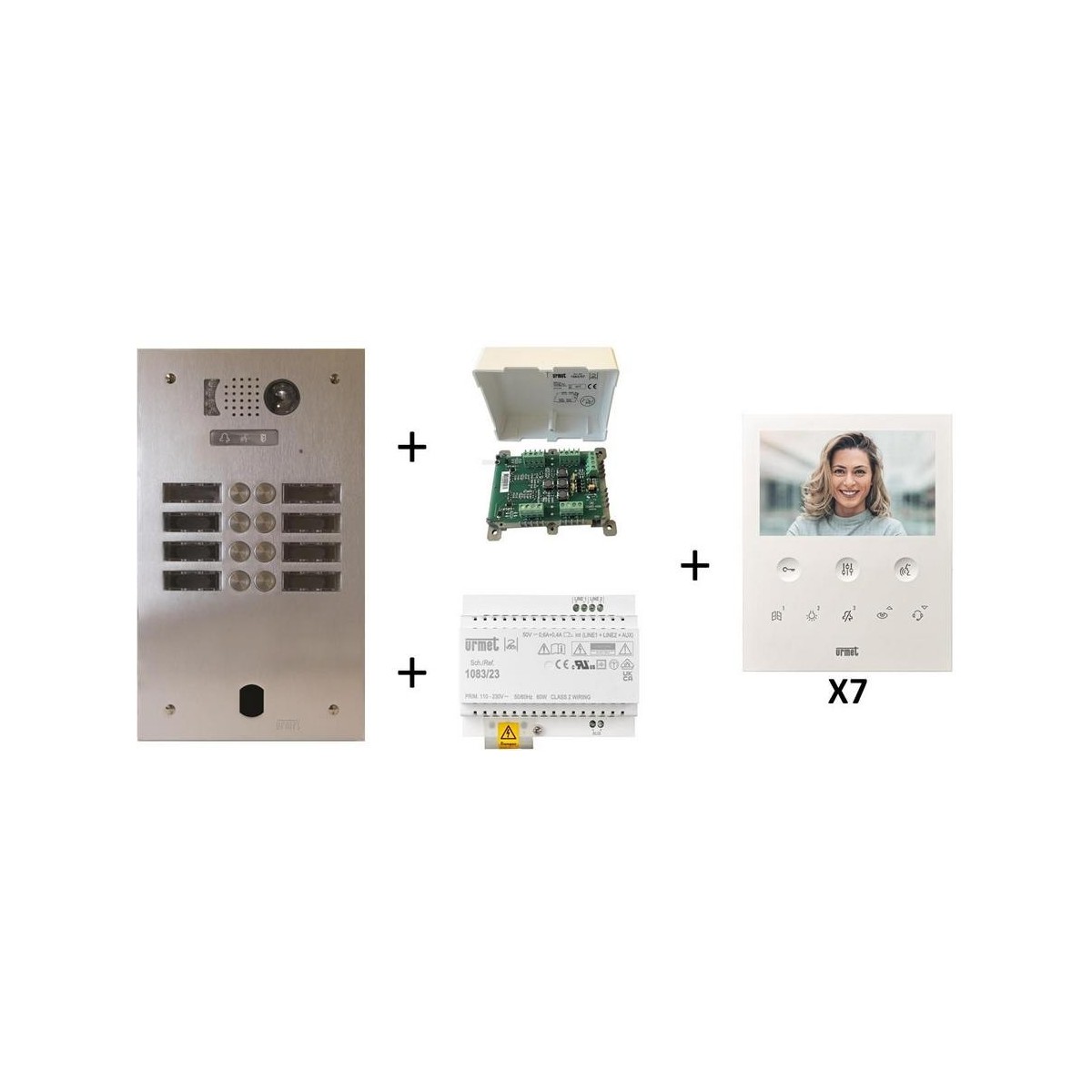 Kit video alu 2r 7 bp 2 voice programme - URMET KV83/207 
