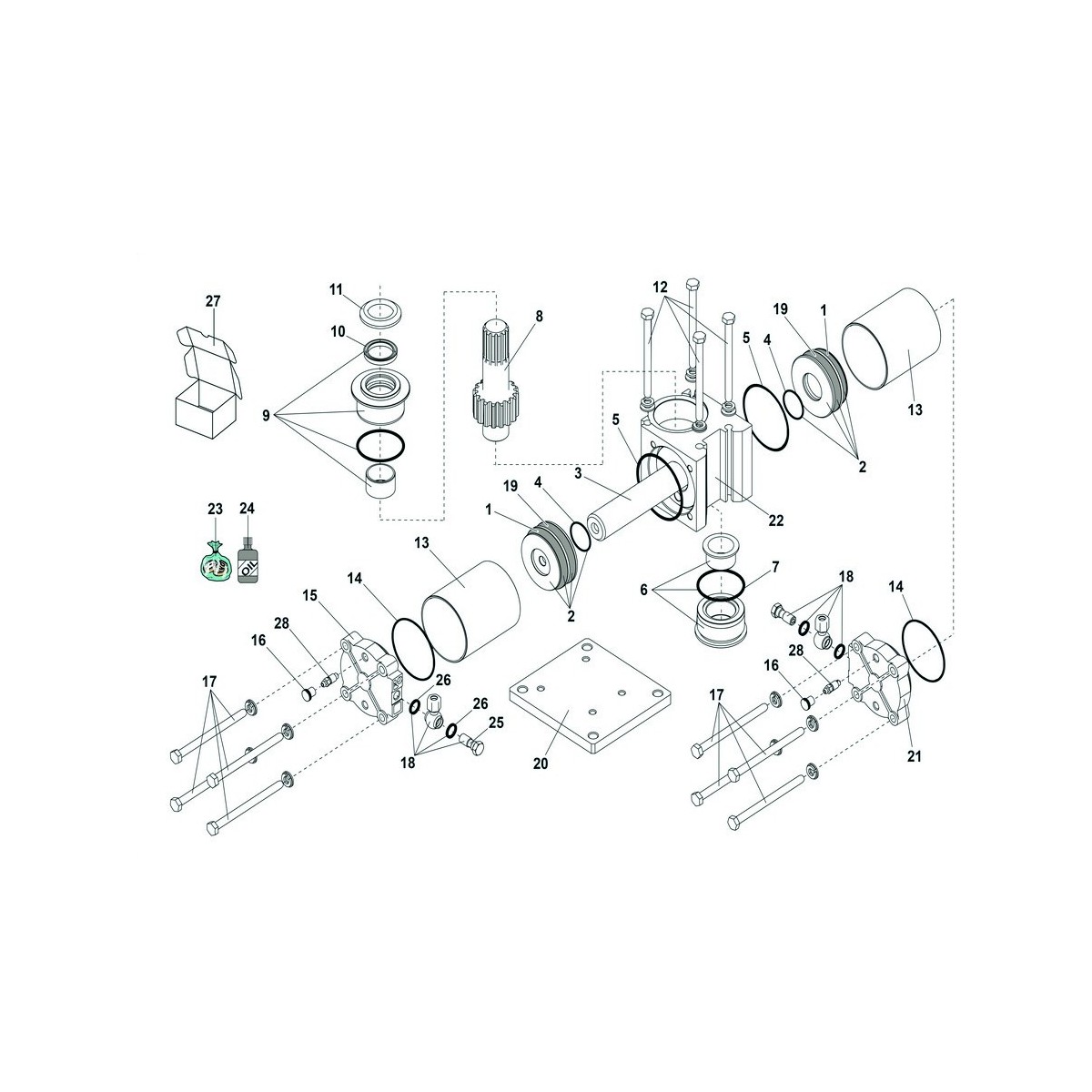 750 - verin hydraulique standard ouverture 180° (avant 2003) - FAAC 108758 