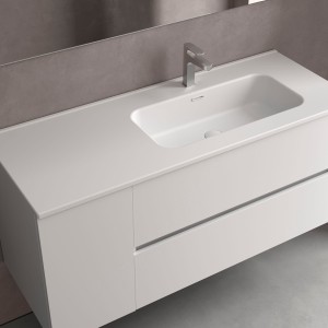 Lavabo Constanza 1200I Sans Siphon Et Bonde Clic-Clac, Pour Meuble 900 Blanc Mat 1210 X 20 X 460 Mm - SALGAR 113787 