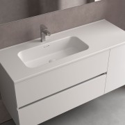 Lavabo Constanza 1100D Sans Siphon Et Bonde Clic-Clac, Pour Meuble 800 Blanc Mat 1110 X 20 X 460 Mm - SALGAR 113786 