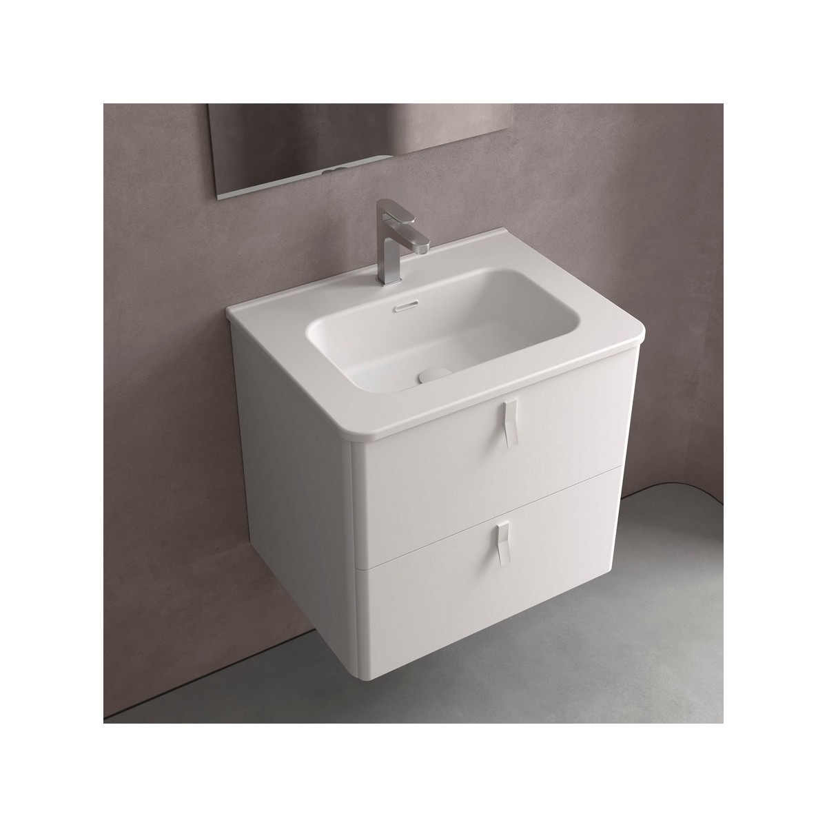 Lavabo Uniiq 610 Blanc Mat Sans Siphon Et Bonde Clic-Clac - SALGAR 113427 