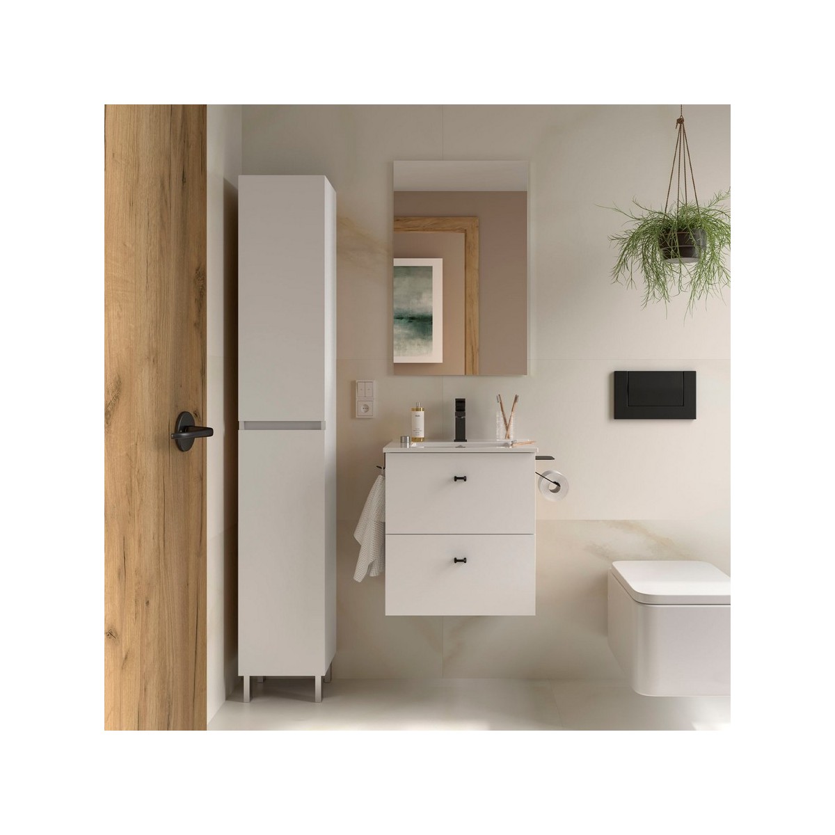 Ensemble Salle De Bains Inara 50 2 Tiroirs White Satin - SALGAR 113666 