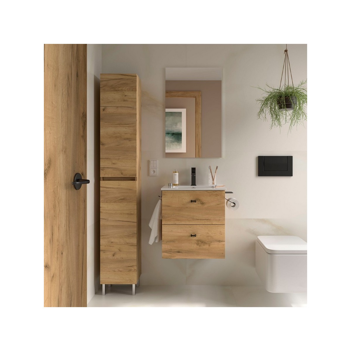 Ensemble Salle De Bains Inara 50 2 Tiroirs Chêne Africain - SALGAR 113667 