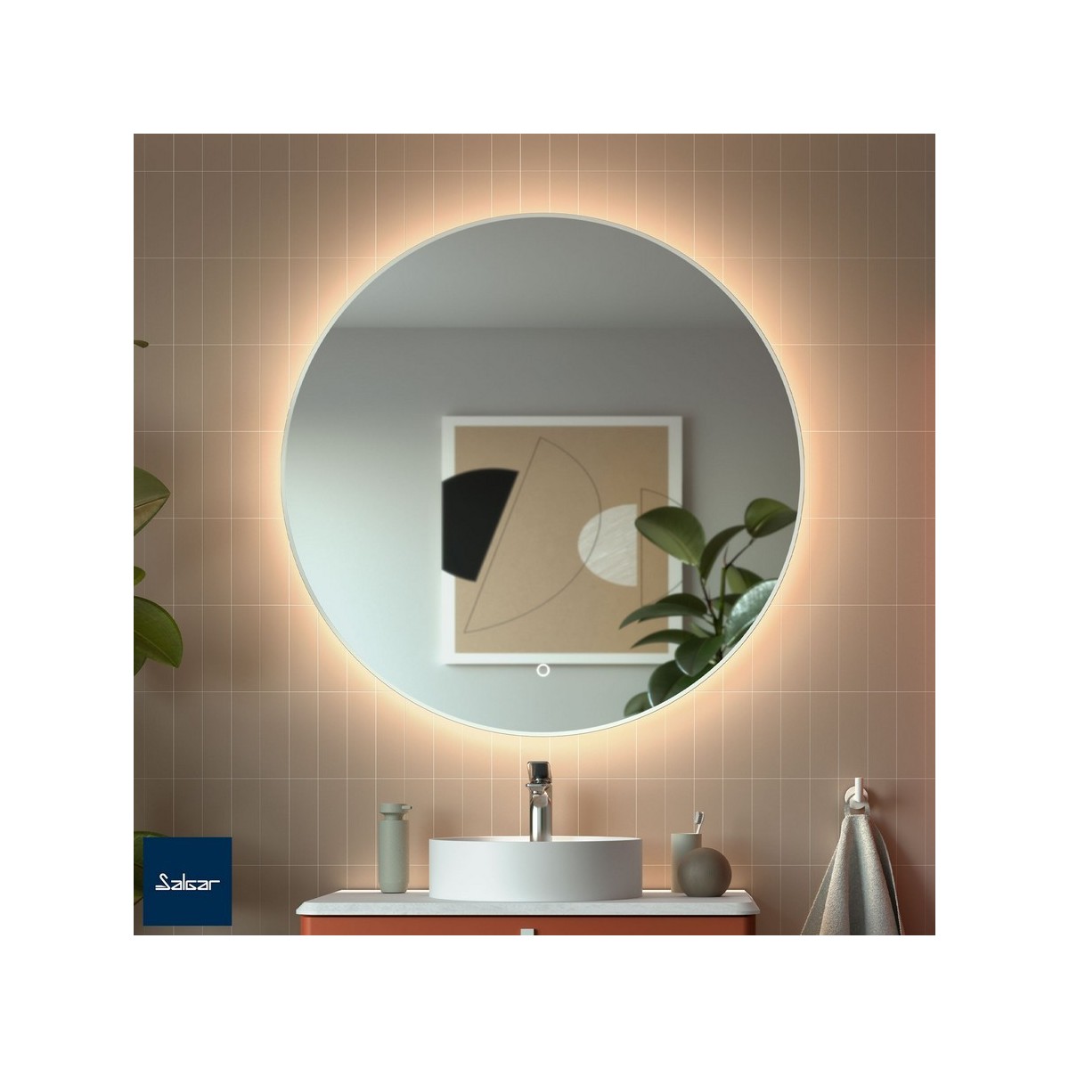 Miroir Globe 1000 Circulaire Avec Éclairage Led Avec Capteur (15 W - 40000ºk.) Ip44 Diam. 1000 Mm - SALGAR 113748 