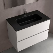 Lavabo Constanza 800 Sans Siphon Et Bonde Clic-Clac Noir Mat 810 X 20 X 460 Mm - SALGAR 113790 