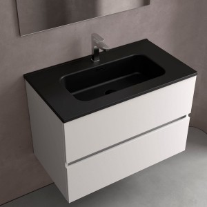Lavabo Constanza 800 Sans Siphon Et Bonde Clic-Clac Noir Mat 810 X 20 X 460 Mm - SALGAR 113790 