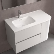 Lavabo Constanza 900D Para Coquette Curva, Sans Siphon Et Bonde Clic-Clac Blanc Mat 910 X 20 X 460 Mm - SALGAR 113794 