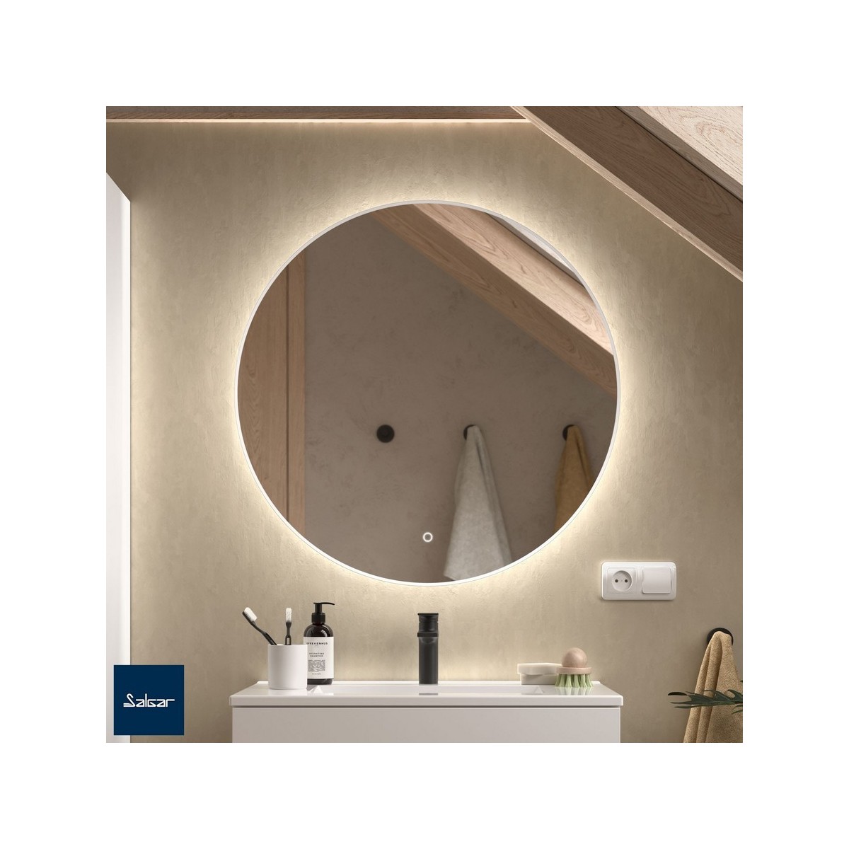 Miroir Globe 600 Circulaire Avec Éclairage Led Avec Capteur (11 W - 40000ºk.) Ip44 Diam. 600 Mm - SALGAR 113742 