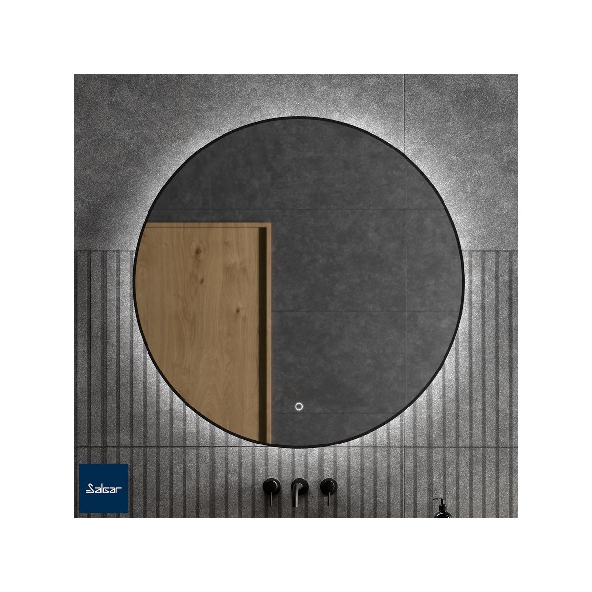 Miroir Globe 1000 Circulaire Avec Éclairage Led Avec Capteur (15 W - 40000ºk.) Ip44 Noir Diam. 1000 Mm - SALGAR 113749 