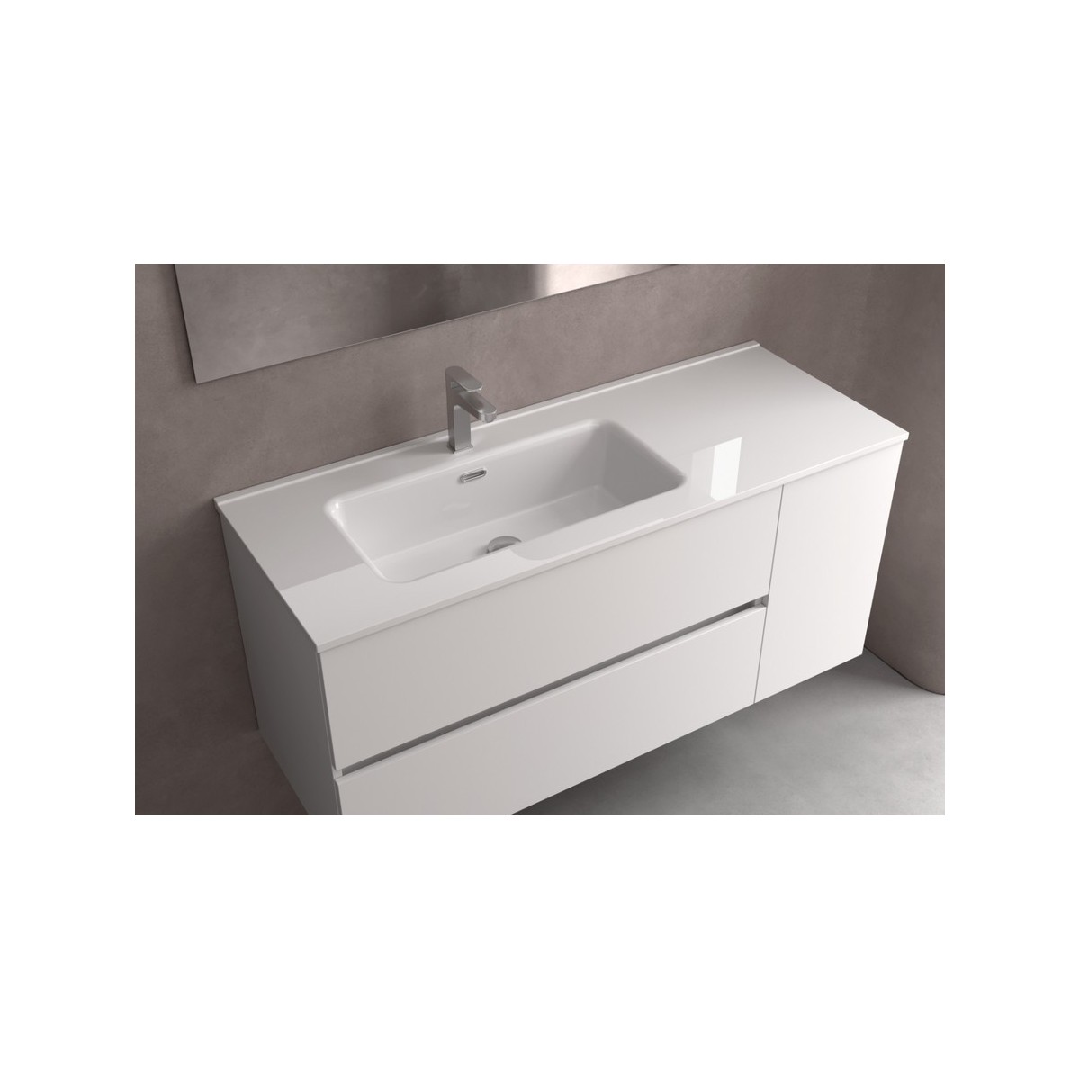 Lavabo Constanza 1100D Sans Siphon Et Bonde Clic-Clac, Pour Meuble 800 Blanc Brillant 1100 X 20 X 460 Mm - SALGAR 113773 