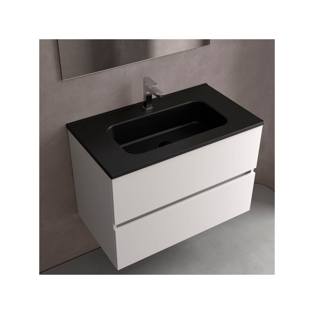 Lavabo Constanza 800 Sans Siphon Et Bonde Clic-Clac Noir Mat 810 X 20 X 460 Mm - SALGAR 113790 