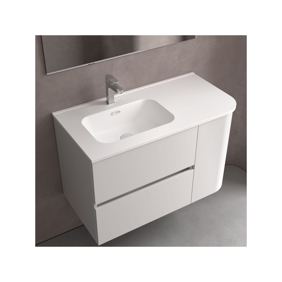 Lavabo Constanza 900D Para Coquette Curva, Sans Siphon Et Bonde Clic-Clac Blanc Mat 910 X 20 X 460 Mm - SALGAR 113794 