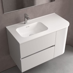 Lavabo Constanza 900D Para Coquette Curva, Sans Siphon Et Bonde Clic-Clac Blanc Mat 910 X 20 X 460 Mm - SALGAR 113794 