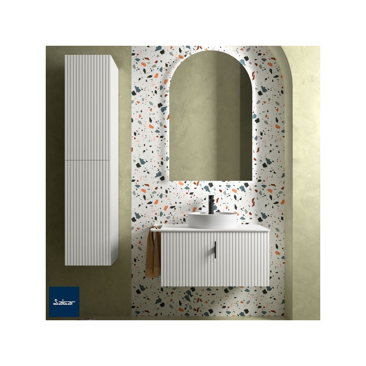 Meuble salle de bain salle de bain BIBA 800 1 tiroir White Cotton H405 P450 - SALGAR 102242 